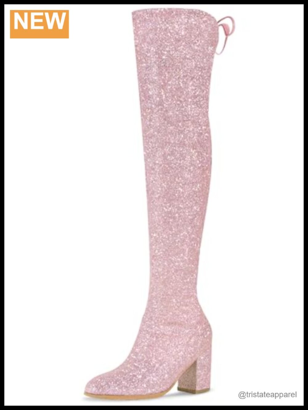 Over the Knee Glitter Chunky Heel Boots Round Toe Lace Up